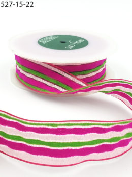 fuchsia white green terrycloth stripes ribbon