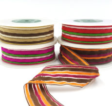 fuzzy terrycloth multicolor stripes ribbon