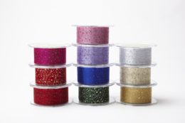 1.5 Inch Sheer Glitter Dot Ribbon with Cut Edge