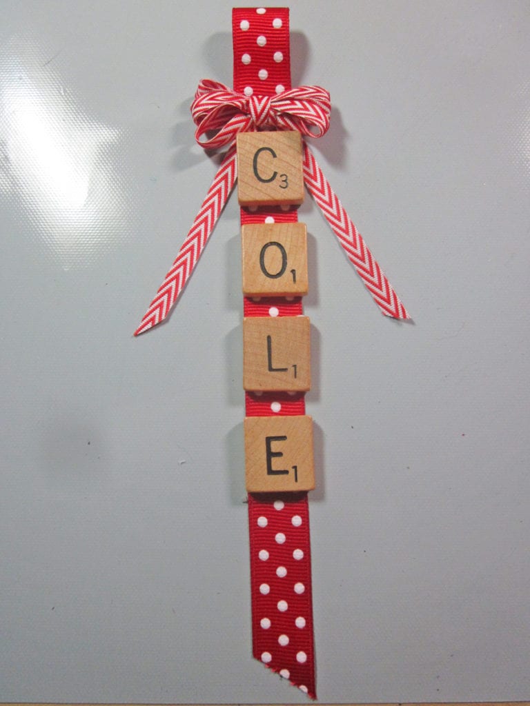 'Name' Ornament Using Scrabble Pieces