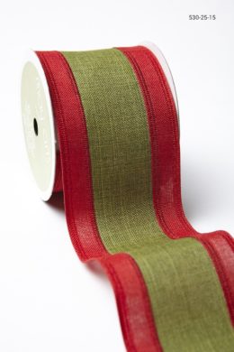 Red Green Linen Stripe Ribbon