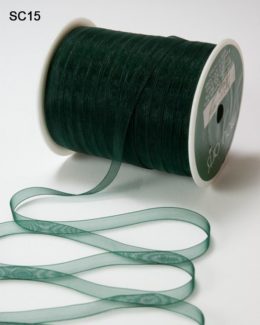 Forest Green 1/4" Sheer Organza Woven Ribbon