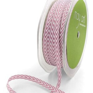 1/4 Inch Twill Chevron Stripe Ribbon with Woven Edge - 382-14-19 Mauve
