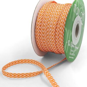1/4 Inch Twill Chevron Stripe Ribbon with Woven Edge - 382-14-28 Orange