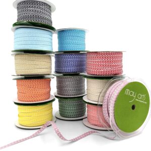 1/4 Inch Twill Chevron Stripe Ribbon with Woven Edge