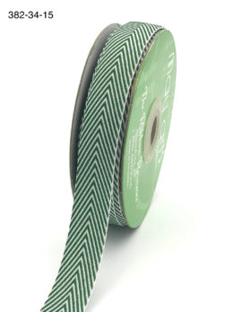 green and white chevron twill ribbon