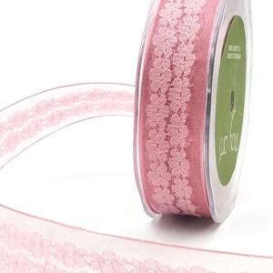 Light Pink Floral Wired Lace Ribbon