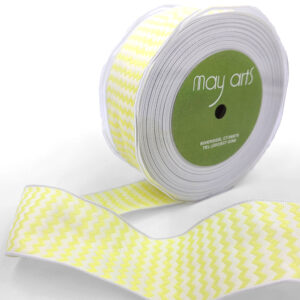 1.5 Inch Woven Chevron Striped Ribbon with Wired Edge - 443-15-27 Yellow