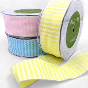1.5 Inch Woven Chevron Striped Ribbon with Wired Edge
