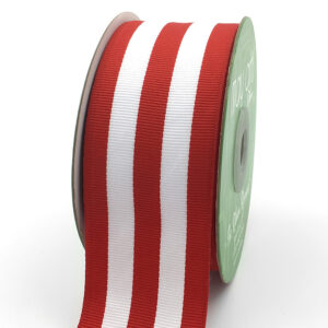Red and white striped grosgrain ribbon