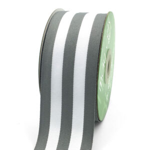 Grey Striped Grosgrain Ribbon