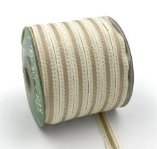 tan stitched edge cotton linen ribbon