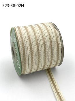 tan stitched edge cotton linen ribbon