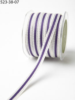 Violet and Ivory Cotton Ribbon