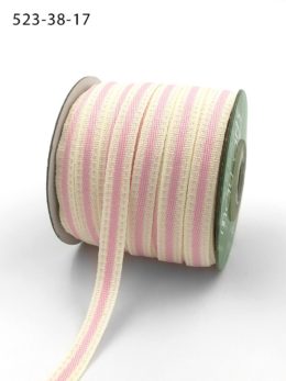 light pink stitched edge cotton linen ribbon