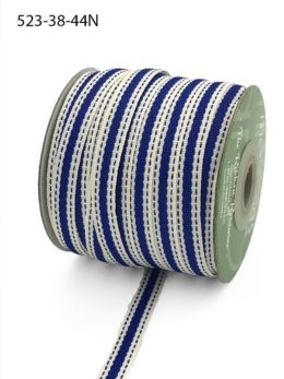 royal blue stitched edge linen cotton ribbon