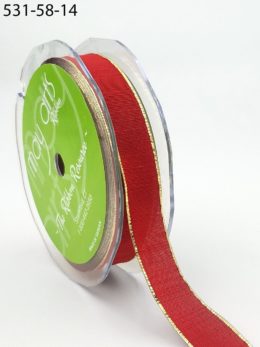 red woven metallic textured ribbon