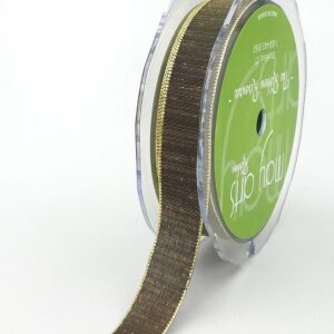 woven green metallic textured ribbon