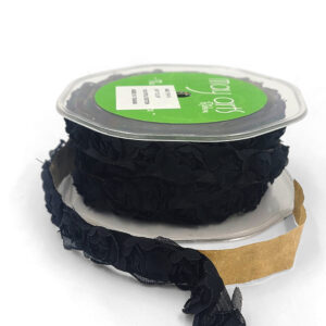 5/8 Inch Adhesive Rosette Ribbon with Cut Edge - A487-58-10 Black