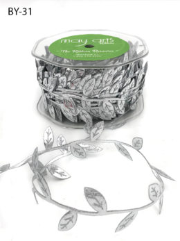 metallic silver leaf ribbon