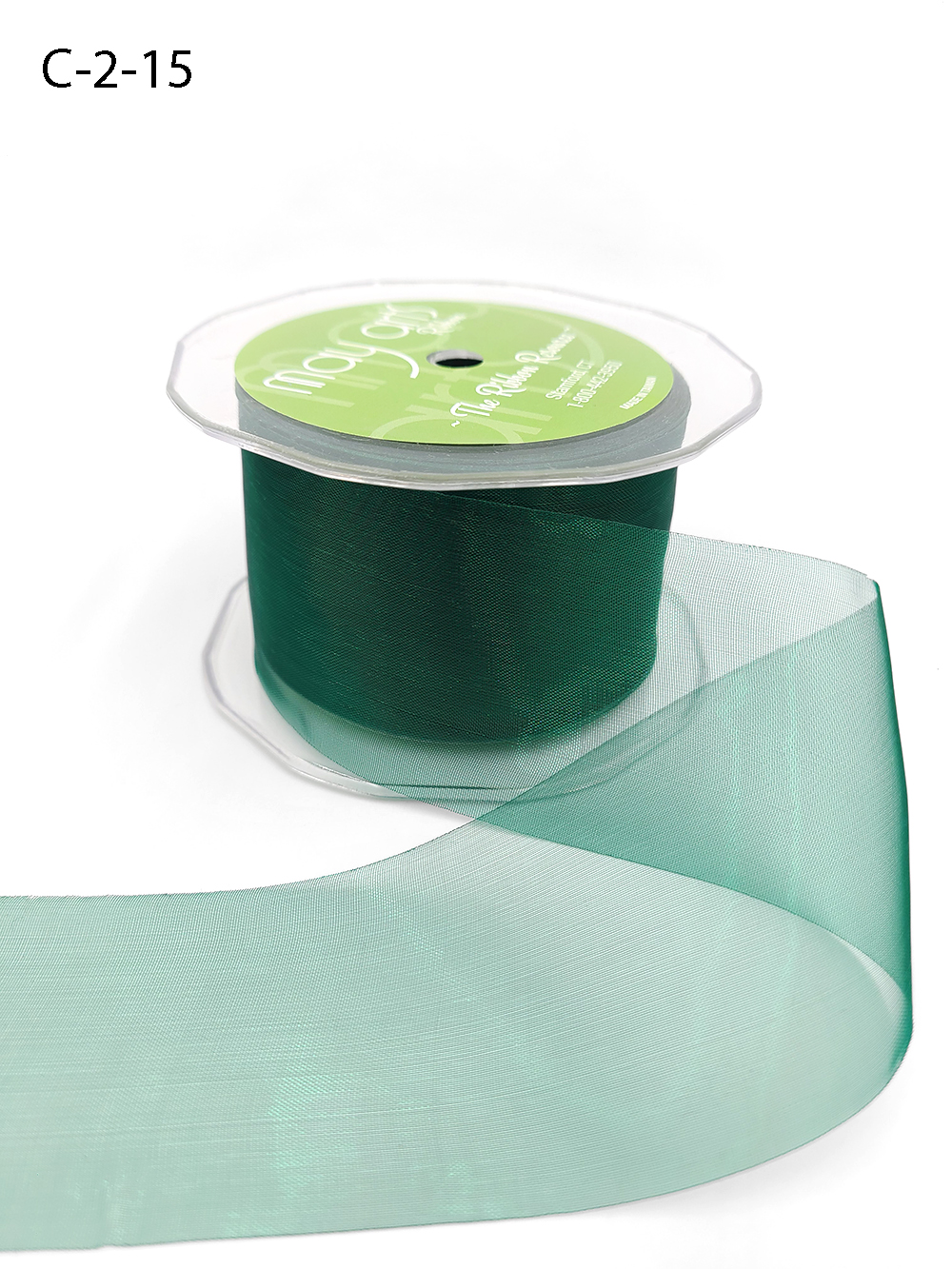 May Arts 2-Inch Wide Ribbon Green Sheer