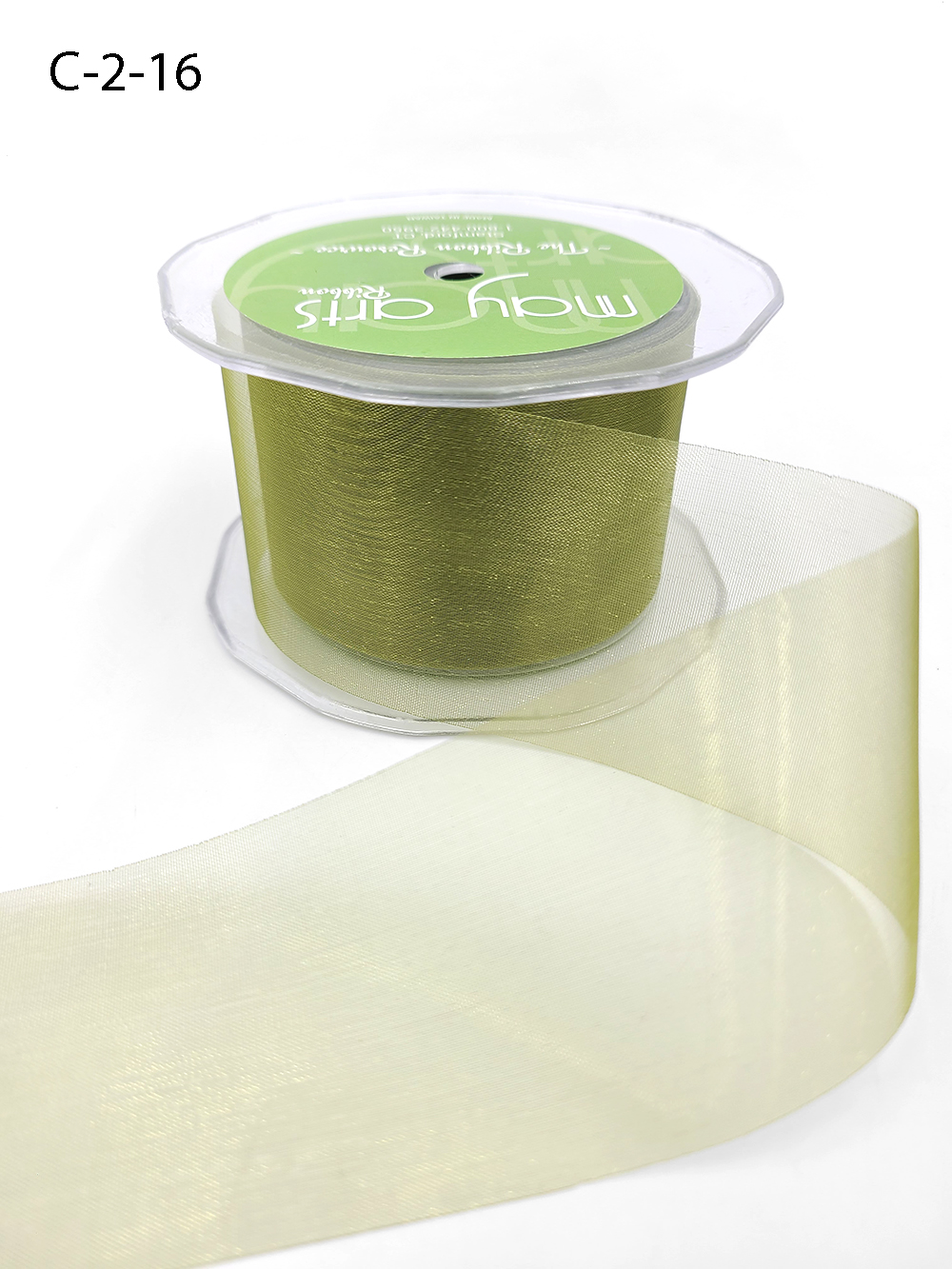 May Arts 2 Inch Soft Shimmer Organza Olive (green) Ribbon