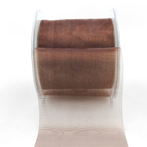 3 Inch Soft Shimmer Sheer Ribbon with Cut Edge - C-3-33 BROWN