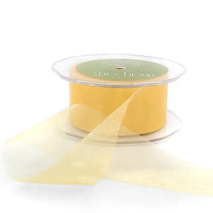1.5 Inch Soft Shimmer Sheer Ribbon with Cut Edge - C-4-27 YELLOW