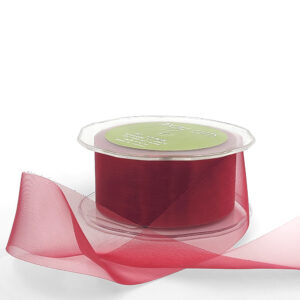 1.5 Inch Soft Shimmer Sheer Ribbon with Cut Edge - C-4-54 DARK RED