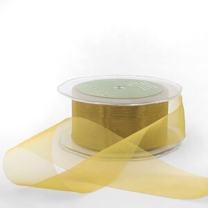 1.5 Inch Soft Shimmer Sheer Ribbon with Cut Edge - C-4-76 BUTTERSCOTCH