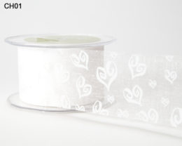 White Sheer Hearts Ribbon