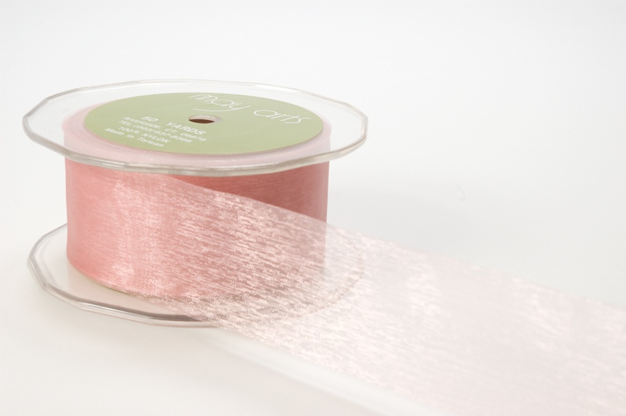Light Pink - Organza Ribbon Thick Wire Edge - ( W: 2-1/2 inch