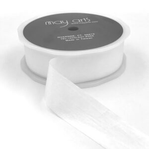 white faux silk wrinkled nylon ribbon