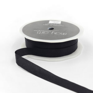 1/2 Inch Wrinkled Faux Silk Ribbon with Cut Edge - EA-9-10 - BLACK