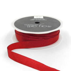 1/2 Inch Wrinkled Faux Silk Ribbon with Cut Edge - EA-9-14 - RED