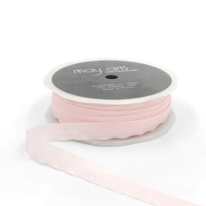 1/2 Inch Wrinkled Faux Silk Ribbon with Cut Edge - EA-9-17 - PINK