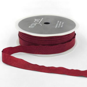 1/2 Inch Wrinkled Faux Silk Ribbon with Cut Edge - EA-9-25 - BURGUNDY