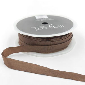 1/2 Inch Wrinkled Faux Silk Ribbon with Cut Edge - EA-9-33 - BROWN