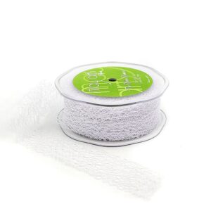1.5 Inch Net Web Ribbon with Cut Edge - EM-5-01 WHITE