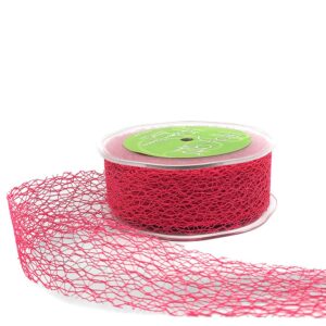 1.5 Inch Net Web Ribbon with Cut Edge - EM-5-22 FUCHSIA