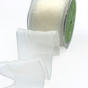 2.5 Inch Shimmer Sheer Ribbon with Wired Edge - JN09N - IVORY