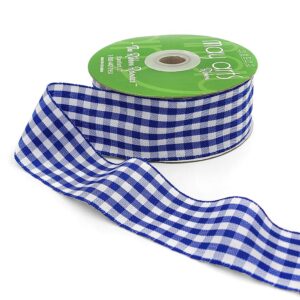1.5 Inch Checkered Gingham Ribbon with Woven Edge - KB-5-91 - COBALT BLUE