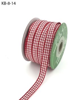 red and white gingham ribbon