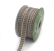 taupe and white gingham ribbon