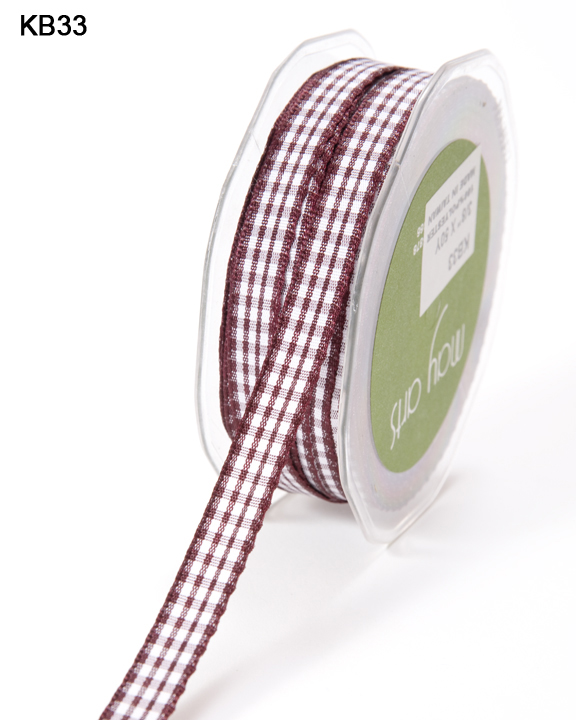 350.2 - 5 YARDS RETAIL - Red & white check gingham ribbon trim 7/8 (22mm)