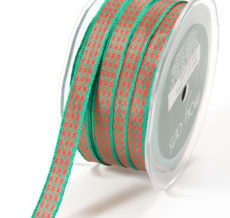 thin red and green Christmas plaid gingham ribbon