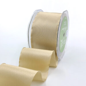 2 Inch Single Faced Satin Cut on the Bias Ribbon with Wavy Cut Edge - KK-2-02 CHAMPAGNE (Extra Wavy)