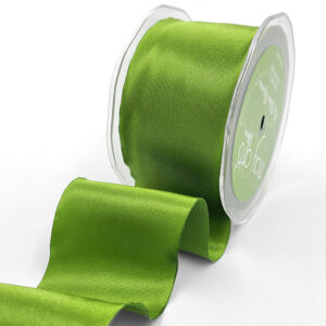 2 Inch Single Faced Satin Cut on the Bias Ribbon with Wavy Cut Edge - KK-2-16 OLIVE