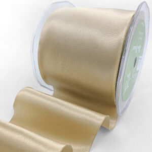3 Inch Single Faced Satin Cut on the Bias Ribbon with Wavy Cut Edge - KK-3-02 CHAMPAGNE