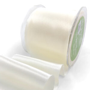 3 Inch Single Faced Satin Cut on the Bias Ribbon with Wavy Cut Edge - KK-3-09 IVORY